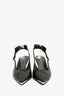 Dorothee Schumacher Black Patent Leather Croc Embossed Slingback Kitten Heels with Silver Detail Size 37