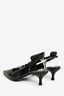 Dorothee Schumacher Black Patent Leather Croc Embossed Slingback Kitten Heels with Silver Detail Size 37