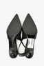 Dorothee Schumacher Black Patent Leather Croc Embossed Slingback Kitten Heels with Silver Detail Size 37