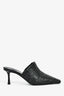 Jimmy Choo Black Ruched Leather 'Lotta' Pointed Toe Heeled Mules Size 36.5
