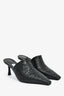 Jimmy Choo Black Ruched Leather 'Lotta' Pointed Toe Heeled Mules Size 36.5