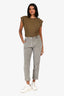 Tonet Taupe Pleated Corduroy Tapered Pants Estimated Size XS