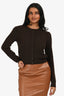Frame Brown Cashmere Knit Ladder Pointelle Cardigan Size XS