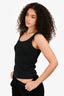 Fabiana Filippi Black Ribbed Cotton Tank Top with Beads Est. Size XS