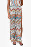 Missoni Blue/Multicolour Chevron Knit High Slit Pants Estimated Size XS