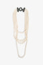 Lanvin Faux Pearl Multi Strand Necklace With Crystal Embellished Closure