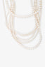 Lanvin Faux Pearl Multi Strand Necklace With Crystal Embellished Closure