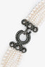 Lanvin Faux Pearl Multi Strand Necklace With Crystal Embellished Closure