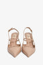 Valentino Beige Leather Rockstud 'Wispy' Slingback Heels Size 36.5