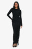 Mugler Black Ruched Mesh Open-Back Gown Size 34