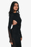Mugler Black Ruched Mesh Open-Back Gown Size 34