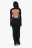 Mugler Black Ruched Mesh Open-Back Gown Size 34