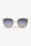 Gucci White Round-Frame Sunglasses with Chain