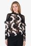 Self Portrait Black/White Lace Ruffle Detail Top Size 10