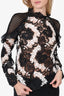 Self Portrait Black/White Lace Ruffle Detail Top Size 10