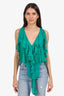 DSquared2 Green Ruffle Detail Silk Sleeveless Top Size 42
