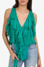 DSquared2 Green Ruffle Detail Silk Sleeveless Top Size 42