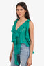 DSquared2 Green Ruffle Detail Silk Sleeveless Top Size 42