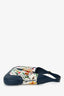 Gucci Blue/Cream Leather/Canvas Floral Horsebit Jackie Shoulder Bag