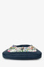 Gucci Blue/Cream Leather/Canvas Floral Horsebit Jackie Shoulder Bag