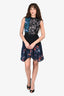 Self-Portrait Black/Multicolour Lace Floral Pleated Mini Dress Size 2