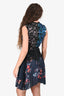 Self-Portrait Black/Multicolour Lace Floral Pleated Mini Dress Size 2