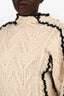 Sea New York Cream/Navy Trim Wool Sweater Size L