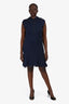 Brunello Cucinelli Navy Knit Zip Sleeveless Dress Size L