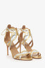Aquazzura Gold/Silver Leather Strappy Heels Size 36