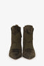 Gianvito Rossi Green Khaki Suede Pointed Kitten Heel Ankle Boots Size 36