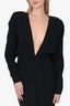 Alexandre Vauthier Black V-Neck Shoulder Pad Dress Size 40