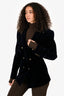 Saint Laurent Navy Velvet Double Breasted Blazer Size 46