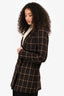 Saint Laurent Wool Brown Plaid Houndstooth Double-Breasted Blazer Size 40