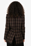 Saint Laurent Wool Brown Plaid Houndstooth Double-Breasted Blazer Size 40