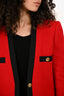 Saint Laurent Red Wool Two-Tone Bouclé Tweed Blazer Size 42