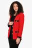 Saint Laurent Red Wool Two-Tone Bouclé Tweed Blazer Size 42