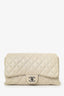 Pre-Loved Chanel™ 2011 Cream Lambskin Leather Jumbo 3 Accordion Flap Bag