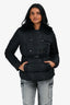 Moncler Black Double Breasted Rabbit Fur Collar Down Jacket Size 1