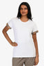 Burberry White Cotton with Novacheck details T-Shirt Size M