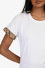 Burberry White Cotton with Novacheck details T-Shirt Size M