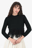 McQ Black Knit Fringe Cropped Sweater Size S
