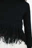 McQ Black Knit Fringe Cropped Sweater Size S