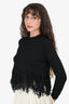 McQ Black Knit Fringe Cropped Sweater Size S