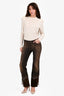 Sportmax Brown Denim Bead/Fringe Detail Jeans Size 8