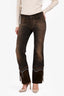Sportmax Brown Denim Bead/Fringe Detail Jeans Size 8