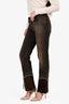 Sportmax Brown Denim Bead/Fringe Detail Jeans Size 8