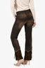 Sportmax Brown Denim Bead/Fringe Detail Jeans Size 8