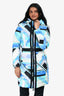 Emilio Pucci Blue/White Down Hooded Puffer Midi Jacket Size 36