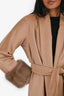 Max Mara Tan Camel Hair Mink Fur Sleeve Coat Size 2