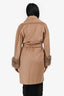 Max Mara Tan Camel Hair Mink Fur Sleeve Coat Size 2